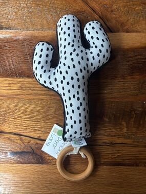 Prickly pear lane Plush Cactus Teether Rattle - Black & White NWT